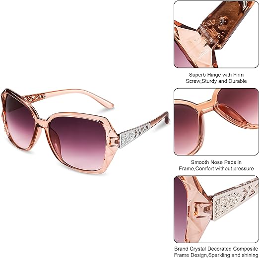 FRIUSATE 3 Pcs Women Large Sunglasses Vintage Fashion Ladies Sunglasses UV400 Oversized Sun Glasses Eyewear - Women's Sunglasses - British D'sire