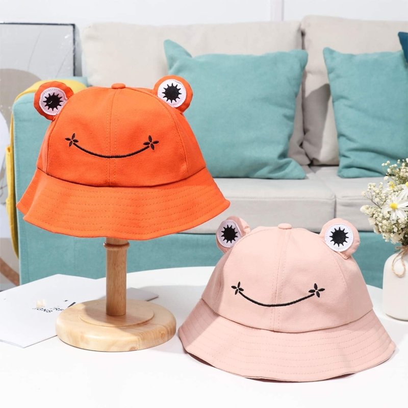 Frog Bucket Hat for Men & Women,Cotton Vacation Fishing Cap Sun Hat Cartoon  Cap - British D'sire