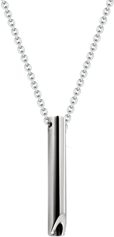 GAUEIOUR Mindful Breathing Necklace,Portable Meditation Stainless Steel Pendant Necklace, Fashion Meditation Breath Relief Necklace, Breath Practice Pendant, Jewelry Gifts (Silver) - British D'sire