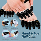 Gel Nail Polish Remover Kit, Teenitor Nail File and Buffer Set with Nail Remover Wraps Cuticle Nippers Cuticle Pusher Cuticle Peeler Toenail Lifter, Soak off Nail Clip Set for Toe Manicure, Black - British D'sire