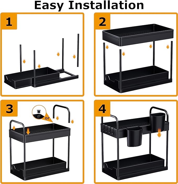 GEMWON Under Sink Storage Kitchen Organiser, 2 Tier Sliding Kitchen Storage Under Sink shelf, Multi-Purpose Organisation for Kitchen Secondary image