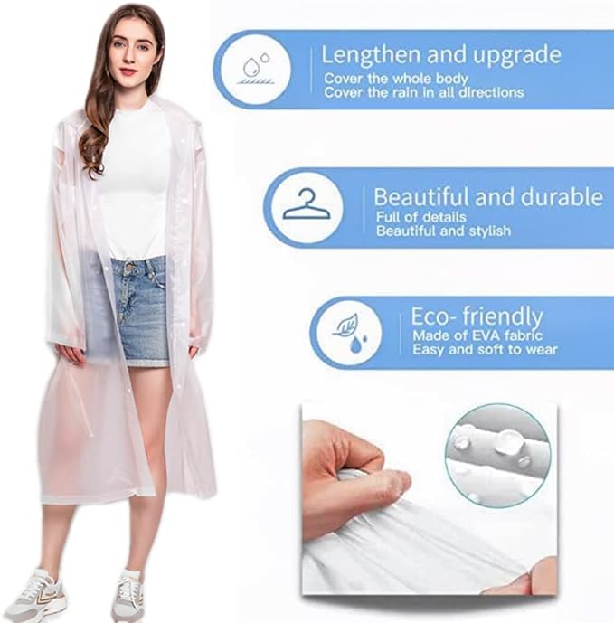 Gerhannery Portable Reusable Raincoat,2Pcs Waterproof Rain Poncho Travel Rain Jacket for Men and Women, Lightweight Rain Poncho Adult, Sports Rain coat Hooded for Festivals Cycling Outdoors - British D'sire Main image