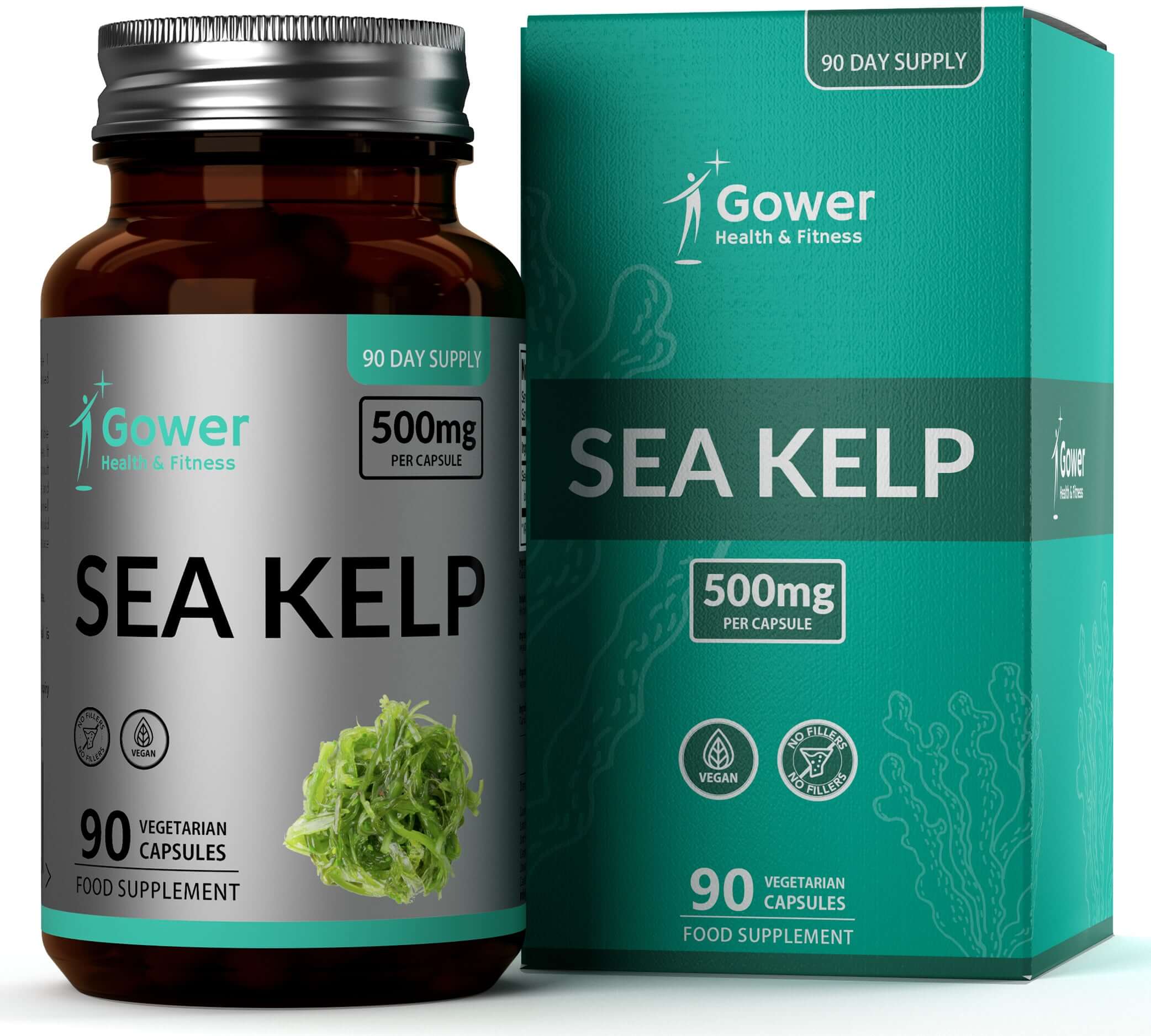 GH Sea Kelp Capsules | 90 Vegan Iodine Supplements - 500mg per Kelp Capsule | Seaweed Supplements | Non-GMO, Gluten, Dairy & Allergen Free - British D'sire
