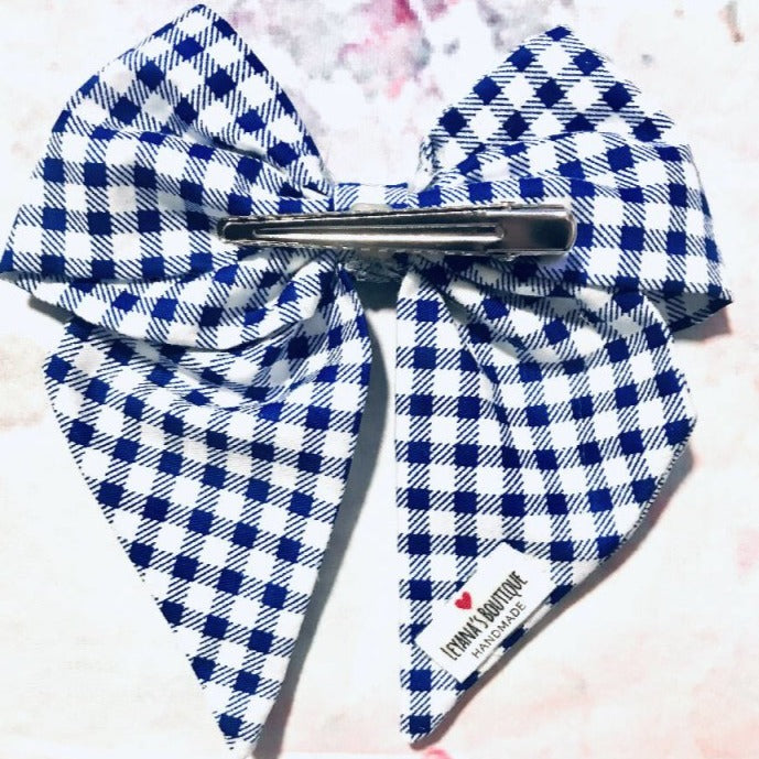 Gingham Clip Hair Bows - Kids Headwear - British D'sire