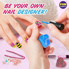 Girls Nail Polish Kit for Kids Ages 8-12, FunKidz Nail Polish Pens Combo Kit Peelable Nail Art Set with 3D Nail Decoration Accessories - British D'sire