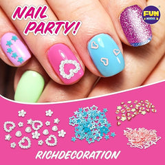 Girls Nail Polish Kit for Kids Ages 8-12, FunKidz Nail Polish Pens Combo Kit Peelable Nail Art Set with 3D Nail Decoration Accessories - British D'sire