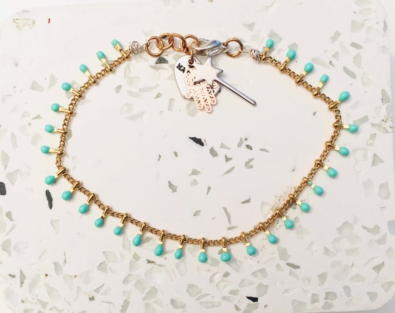 Gold Bracelet with Mini Drops in 3 Colors - bracelet - British D'sire