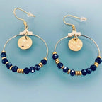 Golden Creole Earrings in Stainless Steel and Gold | Turquoise Beads Earrings | Women's Jewelry | Gift jewelry | Women's Gift | Women's Gift Idea - Earrings - British D'sire