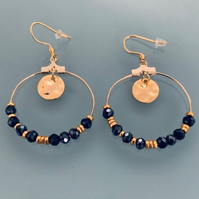 Golden Creole Earrings in Stainless Steel and Gold | Turquoise Beads Earrings | Women's Jewelry | Gift jewelry | Women's Gift | Women's Gift Idea Secondary image