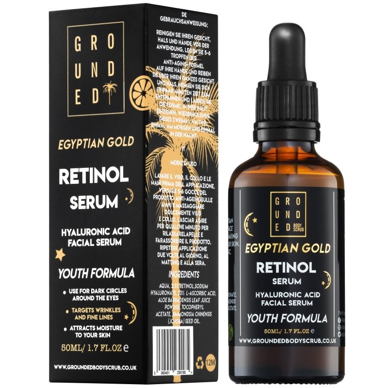 Grounded Beauty Egyptian Gold Retinol Face Serum (50ML) Anti Ageing Skincare - Face Care - British D'sire