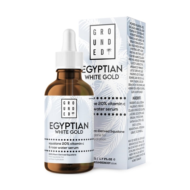 Grounded Beauty Egyptian White Gold, Squalane 20% Vitamin E & Rose Water Serum - Face Care - British D'sire