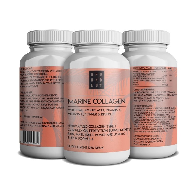 Grounded Beauty Marine Collage & Hyaluronic Acid Immune Support And Complexion - Vitamins & Supplements - British D'sire