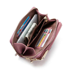 H2107 Ladies Mobile Phone Bag Shoulder Messenger Bag Pebbled Zipper Wallet(Pink) - Mobile Phone Bag - British D'sire
