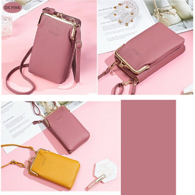 H2107 Ladies Mobile Phone Bag Shoulder Messenger Bag Pebbled Zipper Wallet(Pink) - Mobile Phone Bag - British D'sire