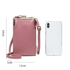 H2107 Ladies Mobile Phone Bag Shoulder Messenger Bag Pebbled Zipper Wallet(Pink) - Mobile Phone Bag - British D'sire