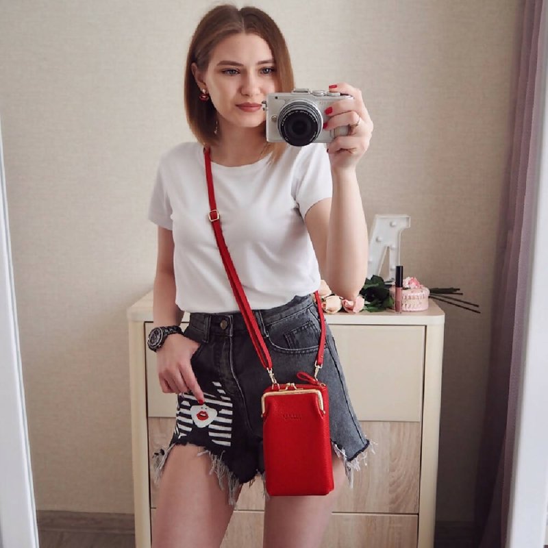 H2107 Ladies Mobile Phone Bag Shoulder Messenger Bag Pebbled Zipper Wallet(Pink) - Mobile Phone Bag - British D'sire