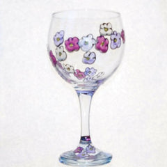 Hand painted GIN glass ' iridescent flowers' - Glasswares & Drinkwares - British D'sire