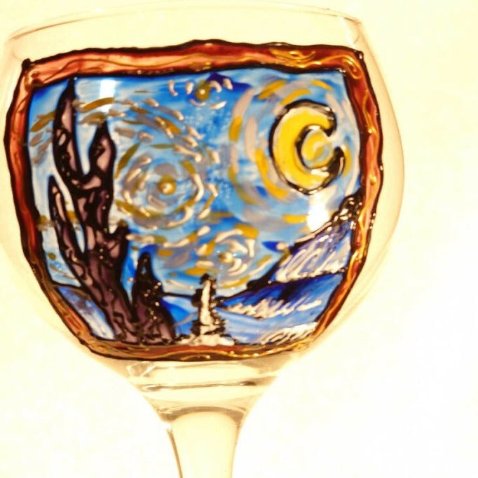 Hand painted GIN glass ' Stary night ' - Glasswares & Drinkwares - British D'sire