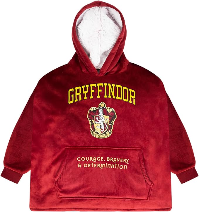 Harry Potter Gryffindor Oversized Adult Blanket Hoodie Comfortable Soft Winter Warm Plush Hooded Fashion Casual Wearable Blanket Comfy Loose Sweater Top Sweatshirt for Men and Women - British D'sire