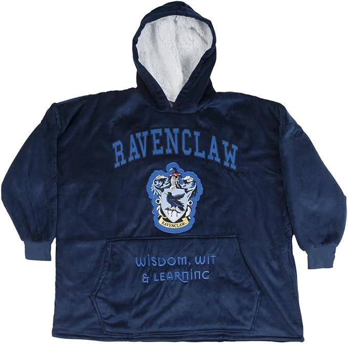 Harry Potter Ravenclaw Oversized Adult Wearable Blanket Hoodie Comfortable Soft Winter Warm Plush Hooded Fashion Casual Comfy Loose Sweater Top Sweatshirt for Men and Women Blue - British D'sire