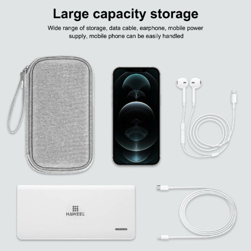 HAWEEL Electronic Organizer Storage Bag for Cellphones, Power Bank, Cables, Mouse, Earphones Grey - Organizer Storage Bag for Cellphones - British D'sire