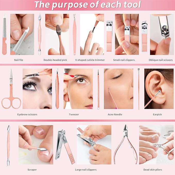 hbblie Manicure Set 12 pcs for Women/Men Stainless Steel Nail Clippers Manicure Tools Pedicure Kit Gifts- Professional Portable Grooming Kit Travel Personal Care Secondary image
