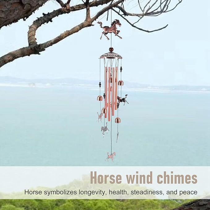 Hopbucan Vintage Wind Chimes,Horse Wind Chimes Music Wind Chimes for Family Ladies Festivals Balconies Porches Garden Decoration Secondary image