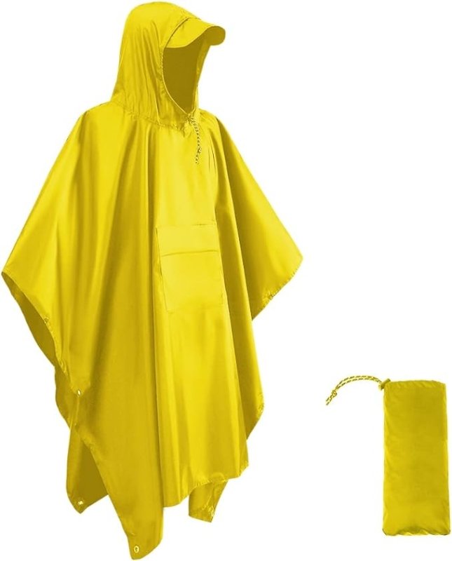 HYCOPROT Waterproof Raincoat Poncho Adults,3 in 1 Multifunctional Lightweight Reusable Rain Cape for Outdoor Hiking Camping Cycling Traveling Waterproof Raincoat - British D'sire Main image