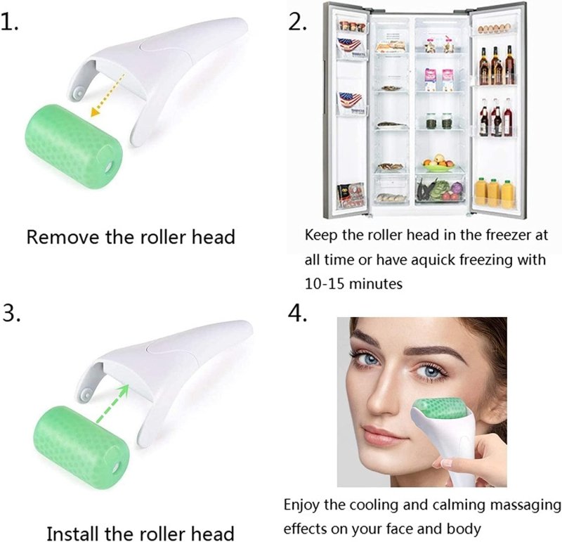 Ice Roller for Face Eyes, Massager Tool Reduce Puffiness, Wrinkles, Migraine, Pain Relief and Minor Injury (Big Ice Roller) - Skin Care Kits & Combos - British D'sire