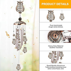 icyant Owl Wind Chimes Outdoor Memorial Wind Chime Indoor Decor With 4 Aluminum Tubes 6 Bells 7 Owls - handmade home decor - British D'sire
