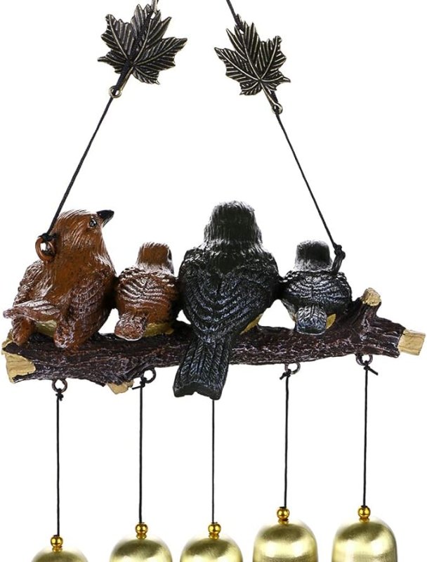 IGNPION Vintage 4 Birds Wind Chime Garden Windchimes for Outdoor Indoor Decor Perfect for Home Yard Decoration Come with Hook（Green+Brown） Secondary image