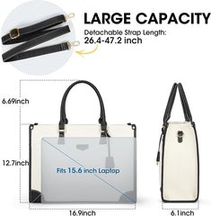 IGOLUMON Laptop Bags for Women 15.6 Inch Large Laptop Tote Bag Ladies Canvas Handbag Computer Bag Water Resistant for Work School Business Office Casual Black - British D'sire