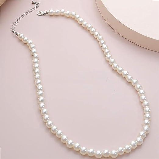 Imitation Pearl Necklace for Women | Vintage Beaded Pearl Choker for Everyday Wear Costume Jewelry one size Secondary image