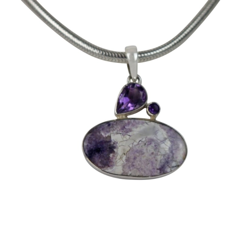 Impressive and Royalistic Purple 925 Sterling Silver Statement Pendant with Tiffany and Amethysts Gems - Necklaces & Pendants - British D'sire