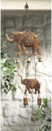 India Elephant & Bells Wind Chime - British D'sire Main image