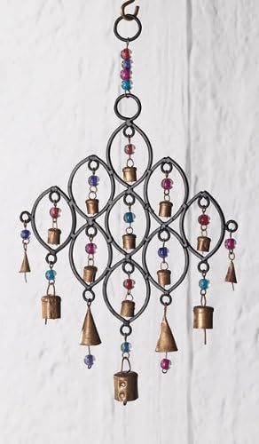 India Recycled Iron Bells & Glass Beads Wind Chime - British D'sire Main image