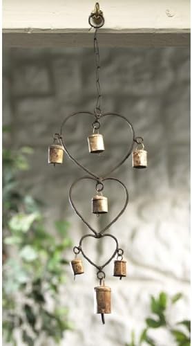 India Recycled Iron Heart & Bells Wind Chime - British D'sire Main image