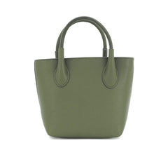 Italian Designer Leather Grab Bag - Swolit Domenico -Olive Green - British D'sire