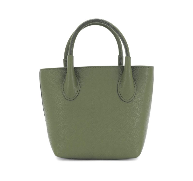 Italian Designer Leather Grab Bag - Swolit Domenico -Olive Green - British D'sire