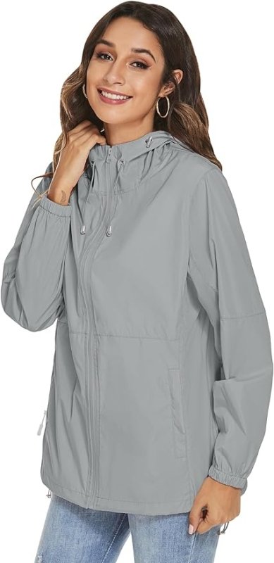 iWoo Womens Waterproof Jackets Lightweight Raincoat Rain Jacket Packaway Rain Coats With Hoodie - Women's Jacket - British D'sire