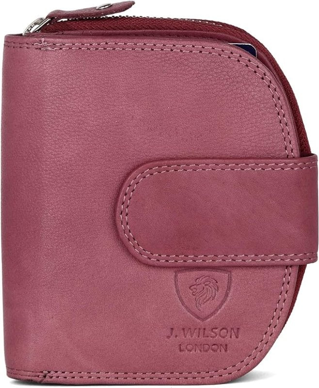J. Wilson London Ladies RFID Safe Designer Leather Purse Card Women Wallet Zip Pocket Boxed - Personalised wallet cards - British D'sire