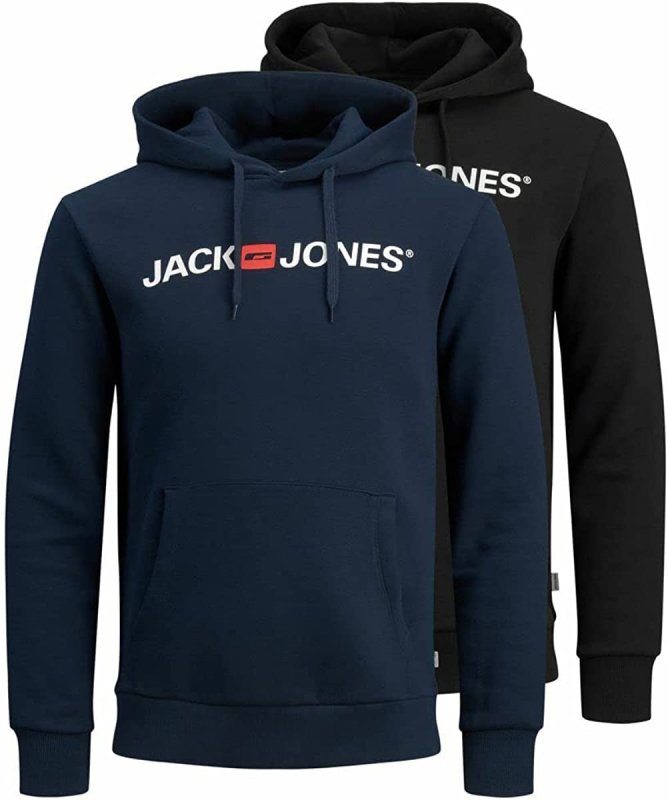 Jack & Jones Men’S 2 Pack Long Sleeve Pullover Hoodie - Mens Hoodies & Sweatshirts - British D'sire