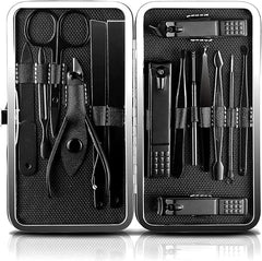 JamBer Manicure Set 15 in 1 Stainless Steel Professional Nail Clippers Scissors Pedicure Set Grooming Kit for Thick Nails Cuticle Remover Toe Nail Toenail Care Travel Tool Kit Gift for Mother's Day - British D'sire