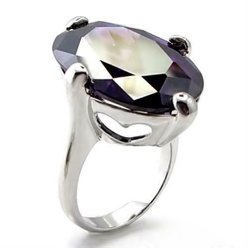 Jewellery Kingdom  10 CT Cocktail Oval Silver Rhodium Purple Ladies Amethyst Ring - Jewelry Rings - British D'sire Main image
