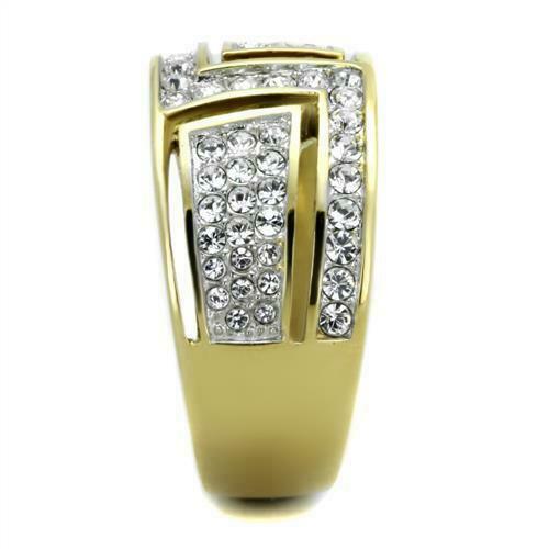 Jewellery Kingdom 11mm Band 18KT Clear Cubic zirconia Steel Ladies Comfort Gold Ring - Jewelry Rings - British D'sire
