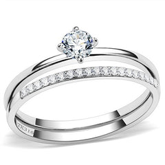 Jewellery Kingdom 1/2 CT Stainless Steel Silver Wedding Engagement Ladies Ring Set Band - Jewelry Rings - British D'sire