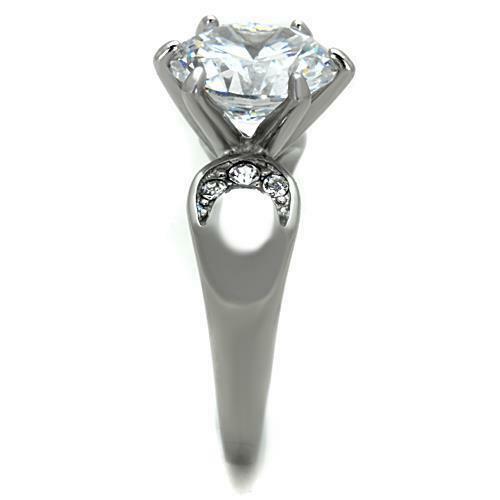 Jewellery Kingdom 12mm Cubic Zirconia Stainless Steel Accents Ladies 6CT Solitaire Ring Secondary image