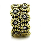 Jewellery Kingdom 13mm Flower Steel Cubic Zirconia Flower Chunky Ladies Gold Band Ring - Jewelry Rings - British D'sire
