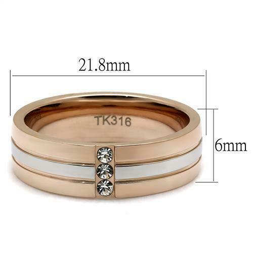 Jewellery Kingdom 14kt Cubic Zircconia Stainless Steel Ladies Rose Gold Band - Jewelry Rings - British D'sire