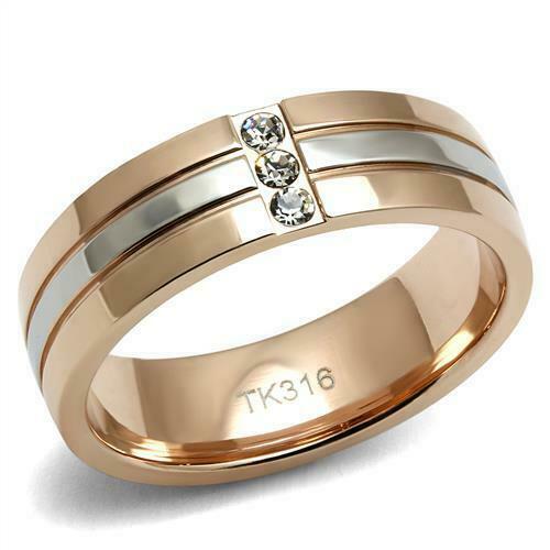 Jewellery Kingdom 14kt Cubic Zircconia Stainless Steel Ladies Rose Gold Band - Jewelry Rings - British D'sire Main image